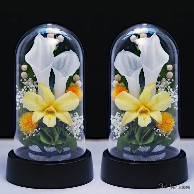 プリザーブドフラワーミニ仏花　スリムタイプ一対　花器付 楽天市場】プリザーブドフラワー 仏花 スリムボトル ガラス