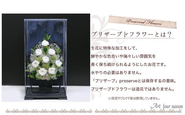 新盆 初盆 プリザーブドフラワー 仏花 ブリザードフラワー 供花 お彼岸 法要 電報 仏壇 【3号サイズ 輪菊クリアケース付き】 送料無料 アートフォーシーズン_2