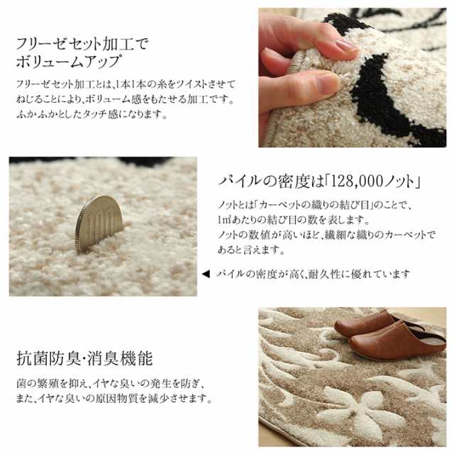 玄関マット 室内 ラグ 60×90cm 「ネム」 高級 室内 かわいい 北欧