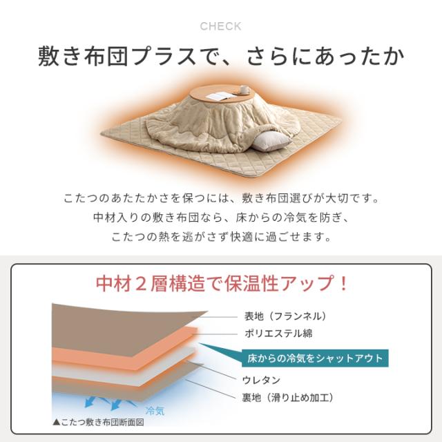 こたつ形 掛敷セット 225c形 こたつ布団セット 「 フラン 掛敷布団セット 」 約225c形 丸 丸型 (掛布団+敷布団) こたつ布団 抗菌防臭 人気 フランネル こたつ掛け布団 キルトラグ_10