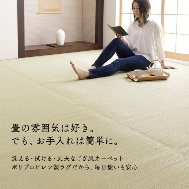 ラグ 夏 ござ 洗える 本間10畳 ラグ 日本製 夏用 夏ラグ 「 レウィル 」 ラグマット おしゃれ 洗えるカーペット 夏 い草風 い草調 和室 ペット ゴザ_1