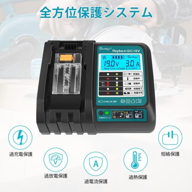 Waitley マキタ 18V バッテリー 充電器セット Makita 18V バッテリー互換 実容量8.0Ah カットオフ保護機能付 サムスン製21700セル採用 液晶パネル搭載充電器 PSE認証済み_12