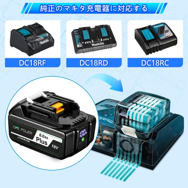 マキタ 18V バッテリー 充電器セット 6.0Ah BL1860B DC18RC Makita 