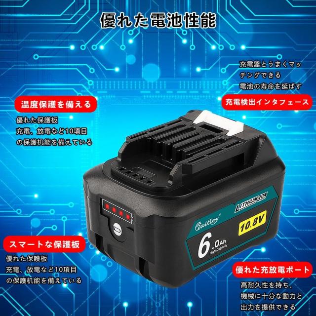 マキタ リチウムイオンバッテリーBL1860B×2個、2口充電器、新品 マキタ リチウムイオンバッテリーBL1860B×2個、2口充電器、新品
