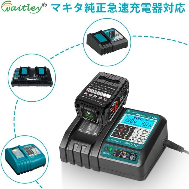 Waitley マキタ 18V バッテリー Makita 18V バッテリー 互換 実容量8.0Ah カットオフ保護機能付 サムスン製21700セル採用 ％残量インジケーター搭載 PSE認証済み 一年保証付き