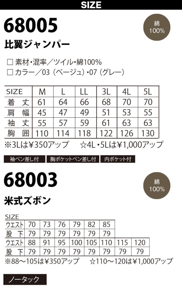 アタックベース 比翼ジャンパー 米式ズボン 上下セット 68005 68003 綿100% ツイル 定番 ロングセラー 工場 秋冬 作業服 作業着 メンズ ATACK BASE_7