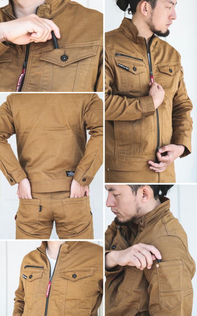 BURTLE ストレッチデニム 5001/5002 4L 5L 6L 7L 上下セット コーデュラ ジーンズ 大きいサイズ 作業服 作業着 生地厚め スリム ヴィンテージ バートル_18