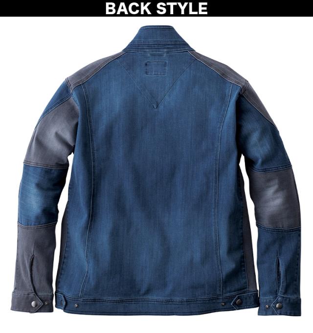 寅壱 2025年秋冬新商品 デニムワークジャケット 8992-124 高強度ナイロン CORDURA コーデュラ ストレッチ 縦ポケット レギュラーシルエット 脇下ゆとりある設計 パイピング 作業着 作業服 TORA_7