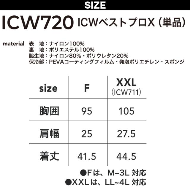 中国産業[chusan] ICW710 ICWベストプロX(単品) 水冷ベスト ※バッテリー別売り 冷水がベスト内を駆け巡る 春夏 熱中症対策 軽量 静音 長時間冷却 高速チャージ 速効冷感 手洗い可能