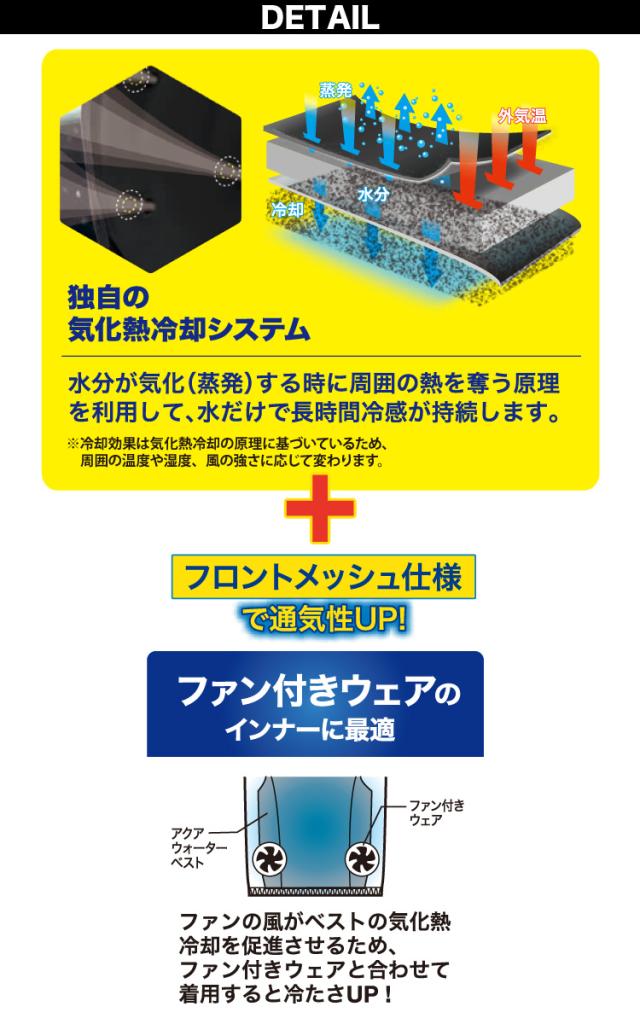 AQUA TEC アクアウォーターベスト（フロントメッシュ）AT401 接触冷感 中芯抗菌加工 サイドストレッチ 春夏 作業服 作業着 熱中症対策 bigborn ビッグボーン_5