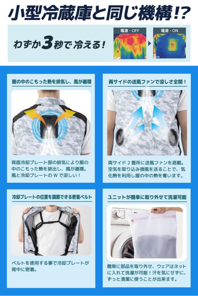 2025年新商品 ビッグボーン 冷蔵服4 ベストタイプ 大型冷却ペルチェデバイス+送風ファン 一体型ウェア TH605 ※バッテリー別売 ペルチェ 送風ファン 大幅性能アップ わずか3秒で冷える冷却プレート 裏チタン加工 洗濯可 春夏 作業服 作業着 熱中症対策 bigborn
