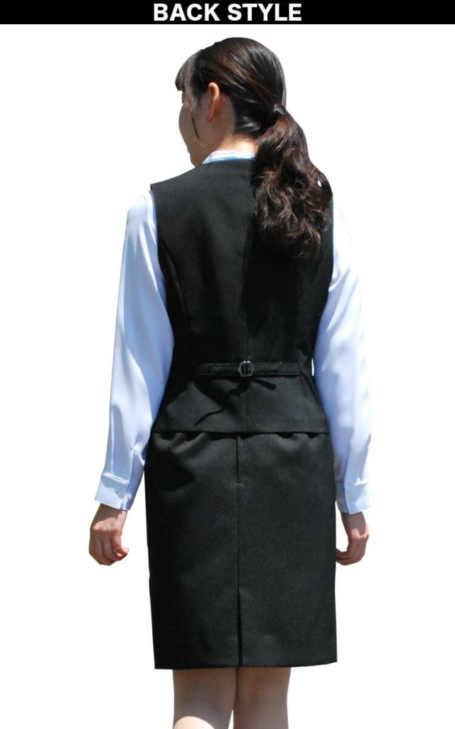 UNILADY ベスト セミタイトスカートセット フィットシルエット 5号〜15号 U5030 U9032 無地 オールシーズン 制服 事務服 ユニレディ ヤギコーポレーション