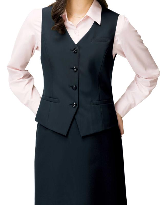 UNILADY ベスト セミタイトスカートセット フィットシルエット 5号〜15号 U5030 U9032 無地 オールシーズン 制服 事務服 ユニレディ ヤギコーポレーション