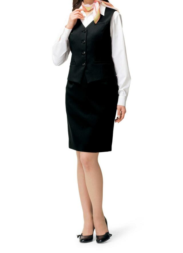 UNILADY ベスト スカートセット フィットシルエット 5号〜15号 U5030 U9030 ストレッチ 無地 オールシーズン 制服 事務服 ユニレディ ヤギコーポレーション