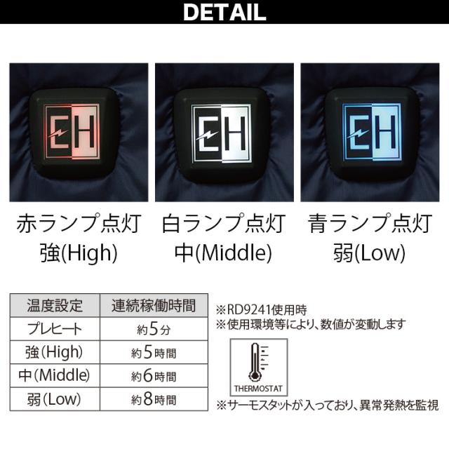 2024年新商品 サンエス SUNS EH32490/RD9241 カーボンヒートベスト×モバイルバッテリーセット 帯電防止 電熱ウェア 5か所ヒートポイント搭載 男女兼用 釣り バイク 防寒ベスト 土木 工事 現場 S~5L メンズ ユニセックス 作業服 作業着_5