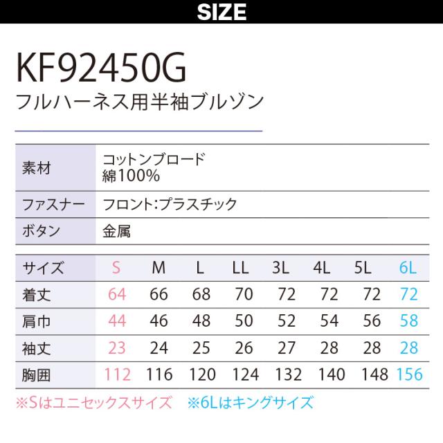 空調風神服 フルハーネス用半袖ブルゾン KF92450G 海外製24Vバッテリーファンセット RD9580G RD9530H 綿100％ 空調作業服 サンエス 電動ファン用ウェア 2重比翼で風や火花の侵入を防ぐ 丈夫な2重肩ヨーク 春夏作業服_2