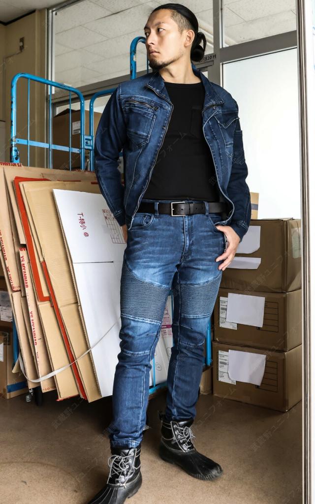 村上被服 デニム蛇腹ジャケット+パンツセット 1803 1804 デニム 作業服