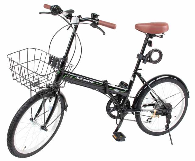 小径車 20インチ 折りたたみ自転車 ミニベロ シマノ製6段変速 自転車 カギ カゴ LEDライト 送料無料 BL206 21Technology