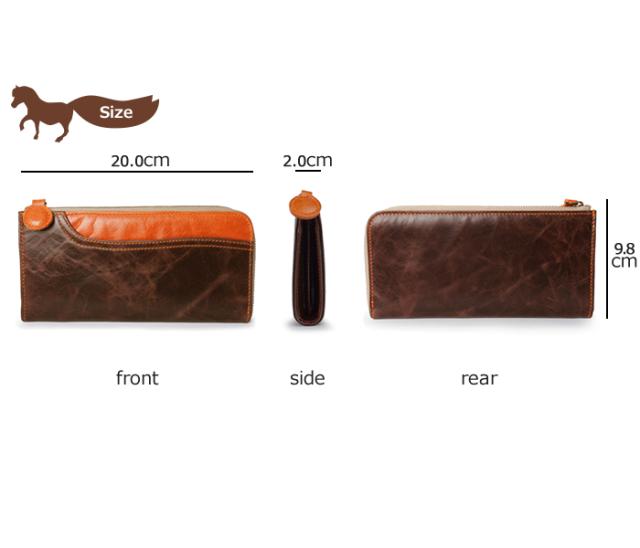 長財布 L字ファスナー スリム マチ 大容量 カード入れ ポケット 馬革