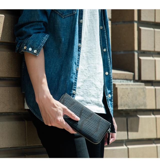 ラウンドファスナー長財布 メンズ 牛革 本革 レザー カジュアル 漆