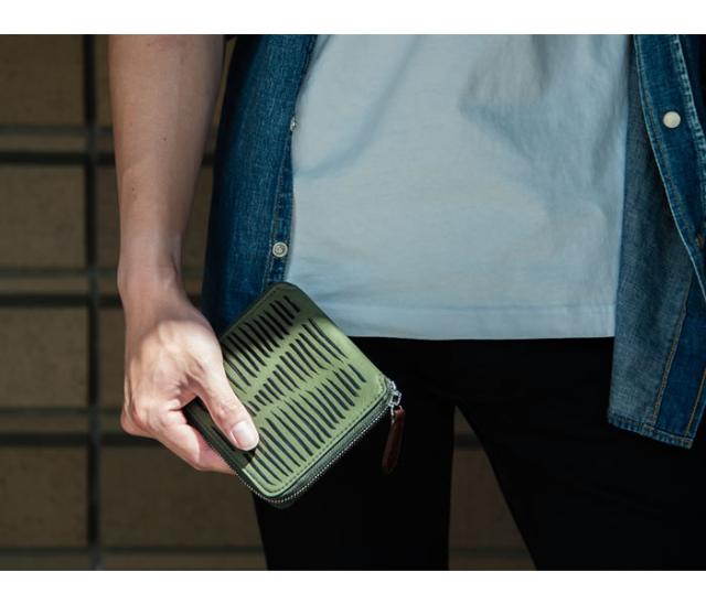 二つ折り財布 ファスナー メンズ 牛革 本革 レザー カジュアル 漆