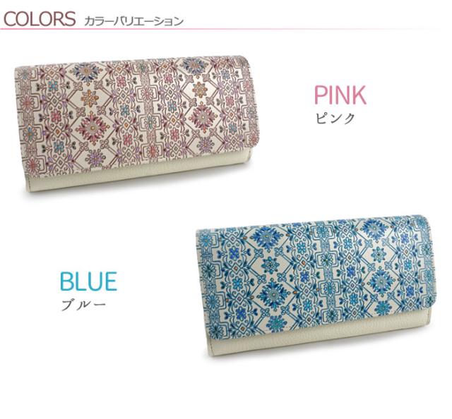 財布 レディース 長財布 本革 日本製 ジャバラ 手描き 花柄 文庫革
