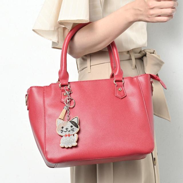 ネコ型 猫型 ダイカット ラインストーン バッグ 鞄 キラキラ