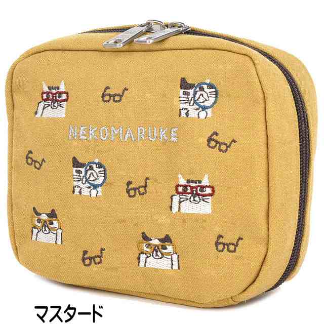 フラットポーチ 猫 FFP-9 薔薇 コスメポーチ マスクポーチ 可愛い