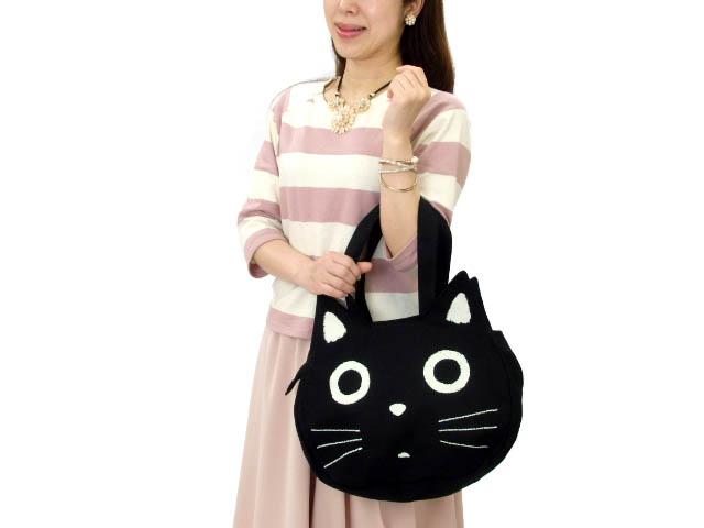 たまちゃんフェイスバッグ 大サイズ 猫柄 ねこ顔 ショルダー
