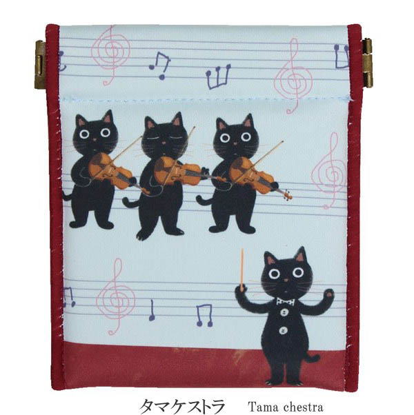 パックンポーチ 猫柄 ウレタン入り ネコマニア ネコ柄プリント コイン 