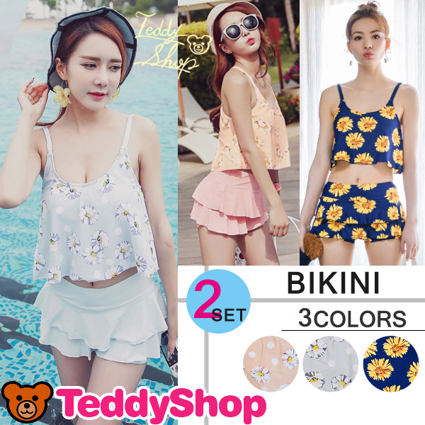 即納 水着 体型カバー レディース 大きいサイズ 水着 タンキニ 水着 セット 花柄 フレア 水着フリル スカート 水着プチプラの通販はau Pay マーケット Teddyshop