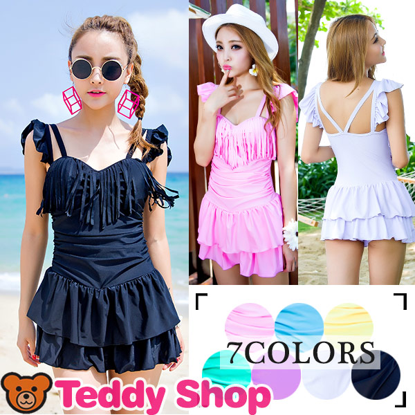 即納水着レディース水着ビキニ水着ワンピース水着体型カバー水着通販セクシー水着フリンジ女性 かわいい オールインワン全7色 水着 ワンの通販はau Pay マーケット Teddyshop