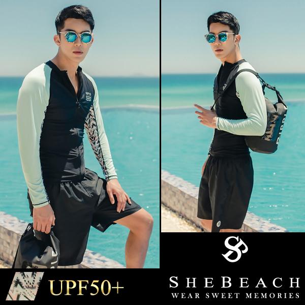 即納 水着 メンズ ラッシュガード サーフパンツ 2点セット 韓国ブランド Shebeach 正規品 シービーチ 体型カバー 海パン 黒 かっこいいの通販はau Pay マーケット Teddyshop