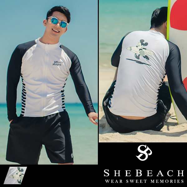 即納 水着 メンズ ラッシュガード サーフパンツ 2点セット 韓国ブランド Shebeach シービーチ 正規品 体型カバー ミッキーマウスの通販はau Pay マーケット Teddyshop