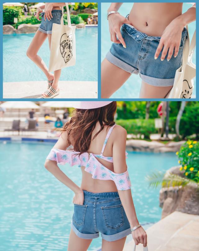 即納 デニム ショートパンツ レディース ダメージ 水着の上に着用して体型カバー ストレッチデニム ビーチパンツ 短パン ボトムス ジーの通販はau Pay マーケット Teddyshop