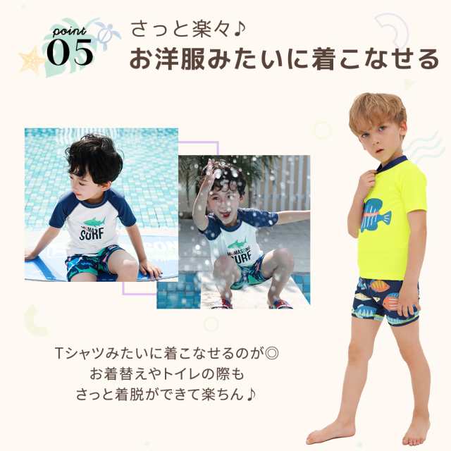 子供 水着 男の子 ラッシュガード 半袖 ショートパンツ キャップ 3点