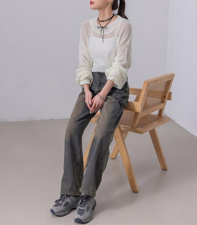 ワイドレッグパンツ ジーンズ ラフ ルーズ シンプル カジュアル ALLSAINTS ジーンズ LENNY LOOSE FIT WIDE LEG DENIM JEANS