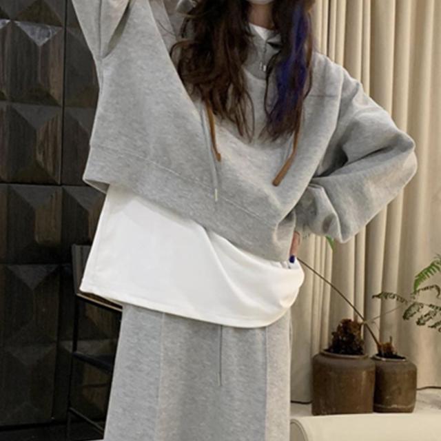 春新作 パーカー レディース 春 秋 冬 スカート スリット入り 2点  