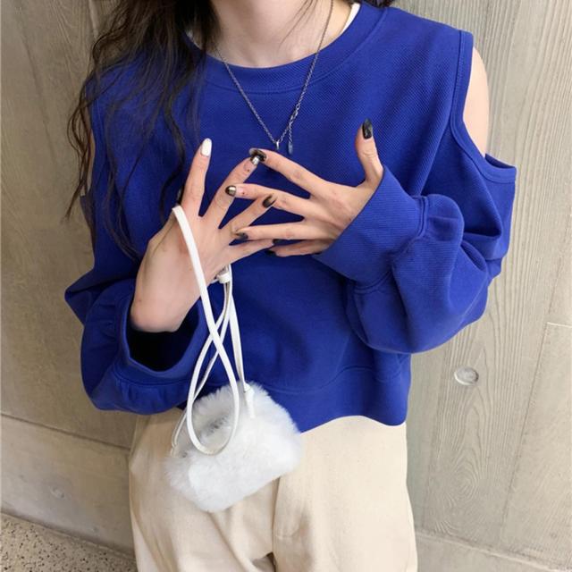 春新作 トップス オープンショルダー 肩出し 長袖 トレーナー