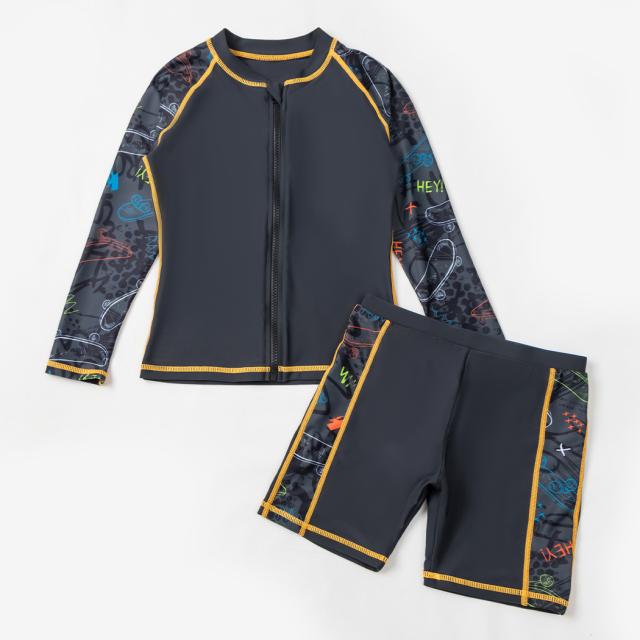 黄色ラッシュガード　男の子　130 3点セット　紫外線対策　お揃い　リンクコーデ 黄色 ラッシュガードの通販