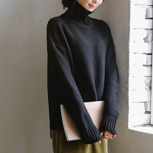 送料無料 ハイネック ニット セーター タートルネック トップス 長袖 サイドスリット レディース 女の子 セットインスリーブ 無地 秋 の通販はau Pay マーケット Teddyshop
