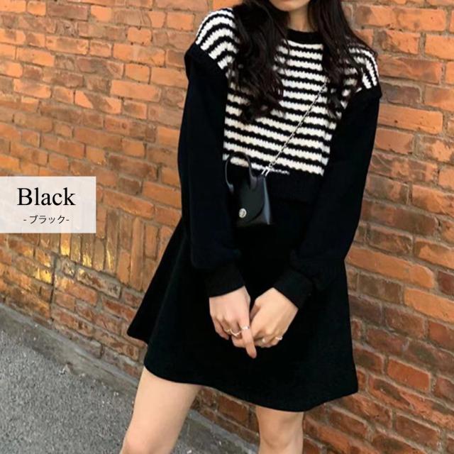 春新作 ワンピース ドッキング レディース 秋冬 きれいめ 長袖