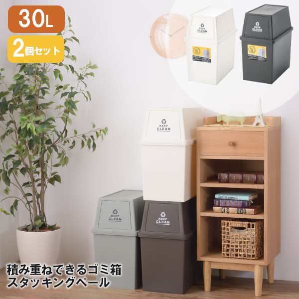 ダストボックス フタ付き 30L 2個セット LFS-760 ブラウン ホワイト ...