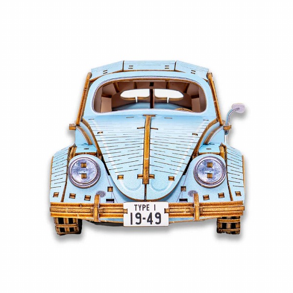 Wooden Art ki-gu-mi Vintage フォルクスワーゲン ビートル ブルー VOLKSWAGEN タイプ1 1949年式 木製 ウッドパズル 立体パズル エーゾーン 木組 工作 おもちゃ インテリア プレゼント ギフト
