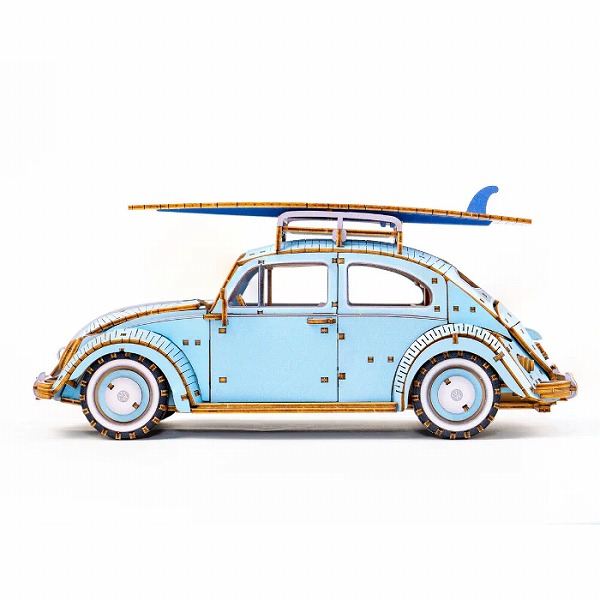 Wooden Art ki-gu-mi Vintage フォルクスワーゲン ビートル ブルー VOLKSWAGEN タイプ1 1949年式 木製 ウッドパズル 立体パズル エーゾーン 木組 工作 おもちゃ インテリア プレゼント ギフト_6