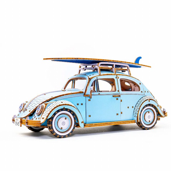 Wooden Art ki-gu-mi Vintage フォルクスワーゲン ビートル ブルー VOLKSWAGEN タイプ1 1949年式 木製 ウッドパズル 立体パズル エーゾーン 木組 工作 おもちゃ インテリア プレゼント ギフト_8