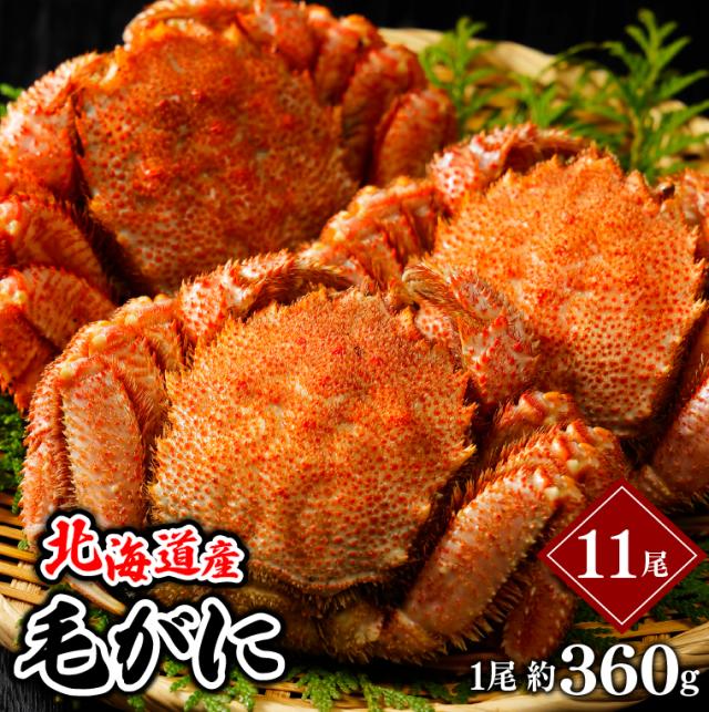 内祝い ギフト かに けがに 送料無料 北海道産 毛がに 1尾 360g(ボイル済み)11尾セット / 母の日 内祝い お返し プレゼント 食べ物 結婚内祝い 出産内祝い 御返し 蟹 カニ 毛ガニ 北海道産 詰め合わせ セット