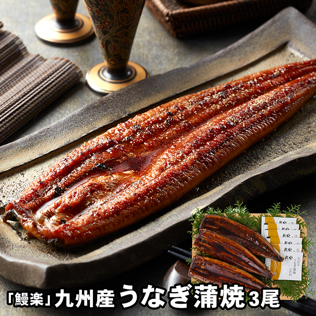 内祝い うなぎ ギフト 送料無料 「鰻楽」 九州産 うなぎ蒲焼3尾 / 母の日 ウナギ 鰻 蒲焼き 蒲焼 詰め合わせ 詰合せ 内祝い お返し 結婚祝い 出産祝い お取り寄せ ブランド 有名 高級 人気