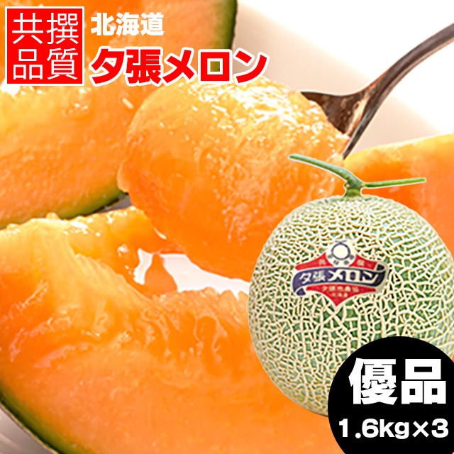 2024年 予約受付中 お中元 ギフト メロン 送料無料 北海道産 夕張メロン(共撰 優品 約1.6kg 3玉） / JA夕張 のし対応 お中元ギフト 御中の通販は 9,734円