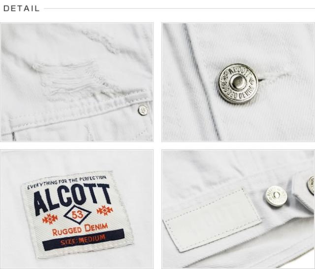 Alcott アルコット デニムジャケット メンズ Gジャン ホワイトデニム Gb2938 ヴィンテージ加工 Ac410の通販はau Pay マーケット ハニーフレーバー